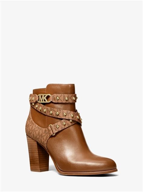 michael kors kincaid faux leather and studded logo ankle boot|Kincaid Faux Leather and Studded Logo Ankle Boot .